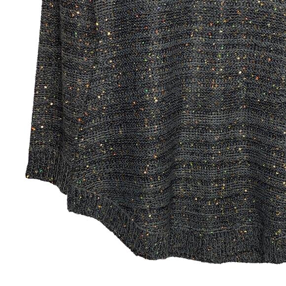 Soft Surroundings Womens Petite Medium Gray Tunic Sweater Gold Sequins V Neck - Picture 4 of 8